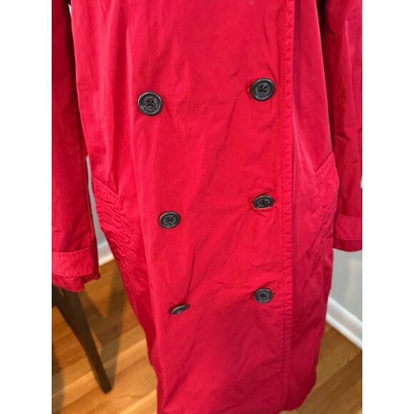 Lauren Ralph Lauren Red Trench Coat Large Double Breasted Classic Lined - Picture 4 of 11